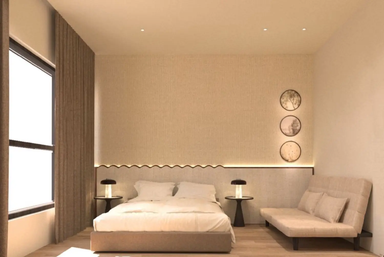 Warm-toned bedroom
