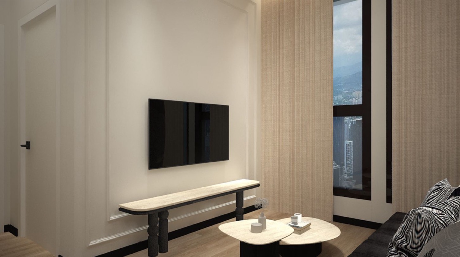 Living area with KLCC skyline view