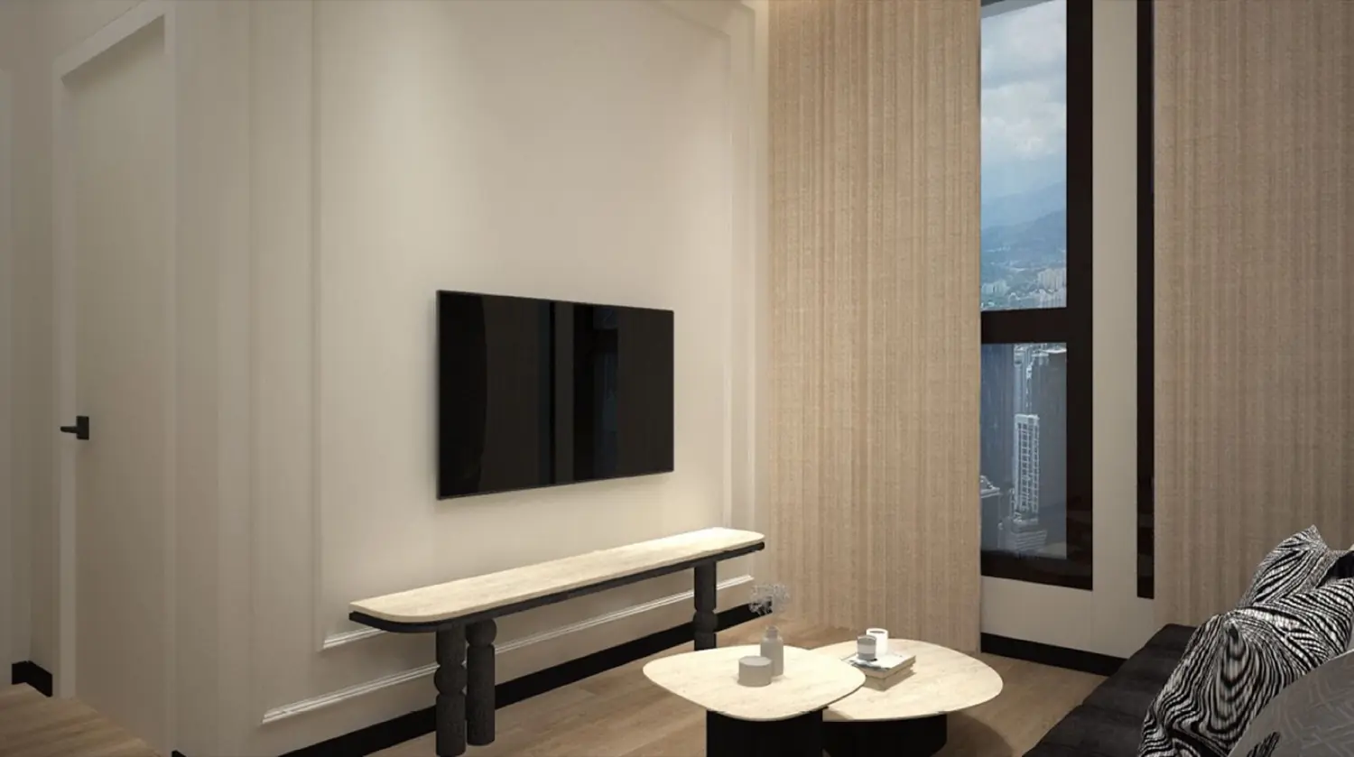 Living area with KLCC skyline view