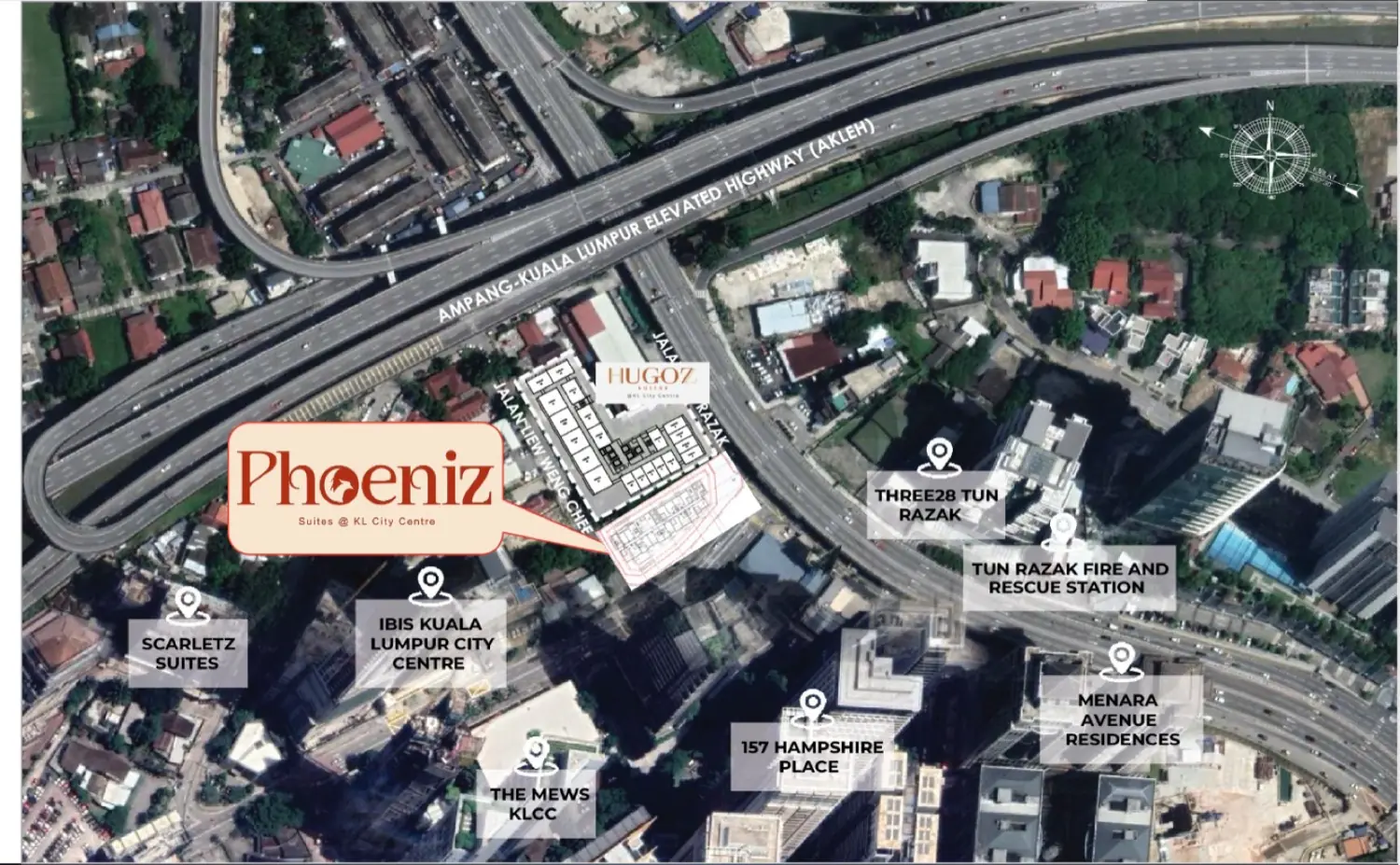 Phoeniz Suites location map, KL City Centre